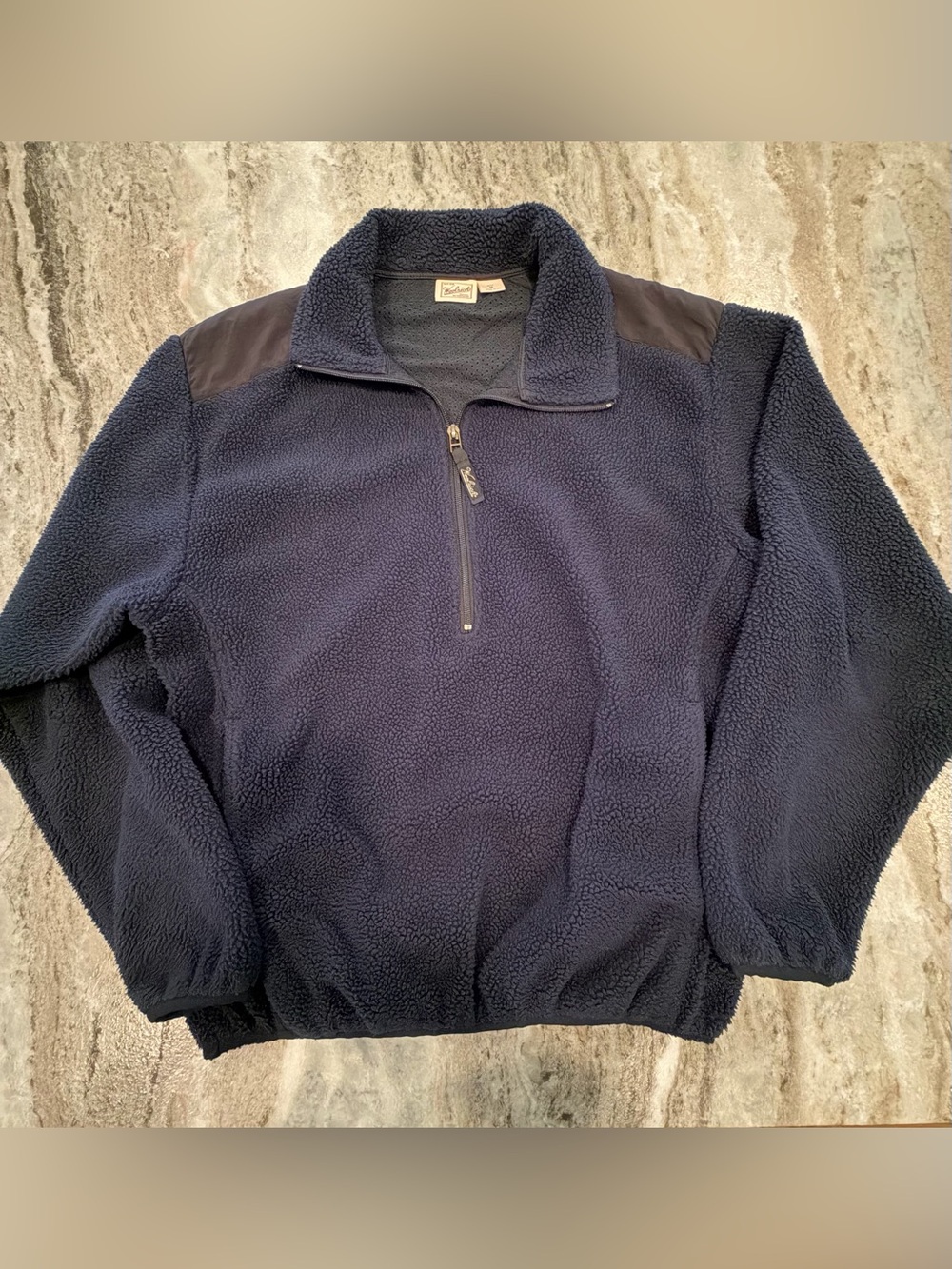 VTG Woolrich Half-Zip Sherpa Fleece Pullover Featuring Blk Shoulder Yoke Medium
